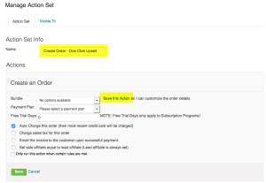 Snapshot of an Action Set within Infusionsoft