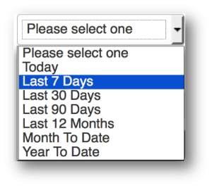 Date Selector snapshot with Last 7 Days highlighted