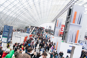 Bustling Convention Center with lots of people