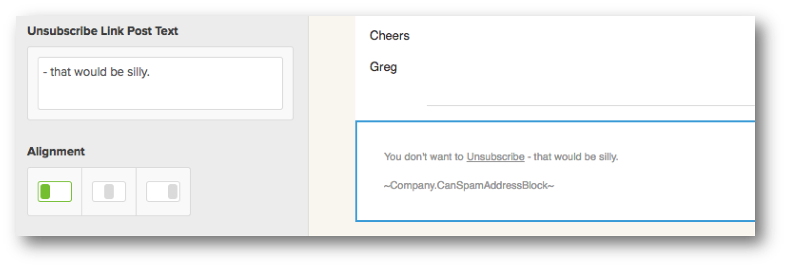Unsubscribe Footer