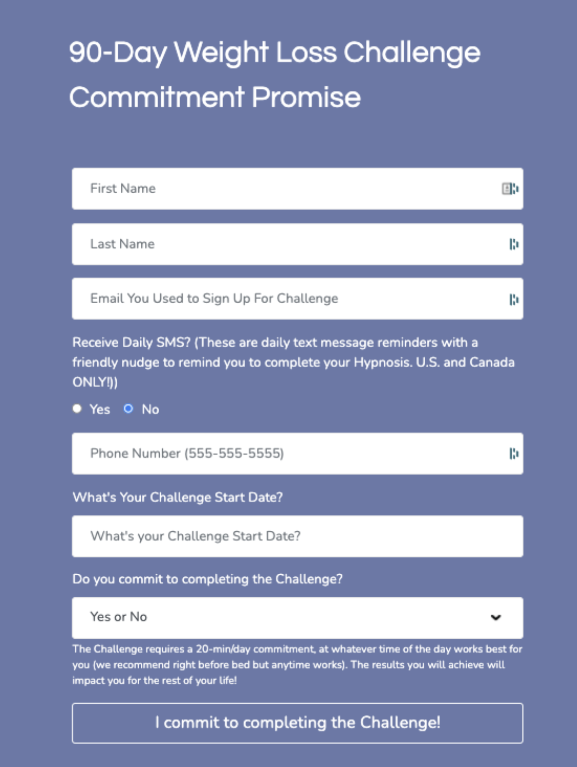 Commitment Form